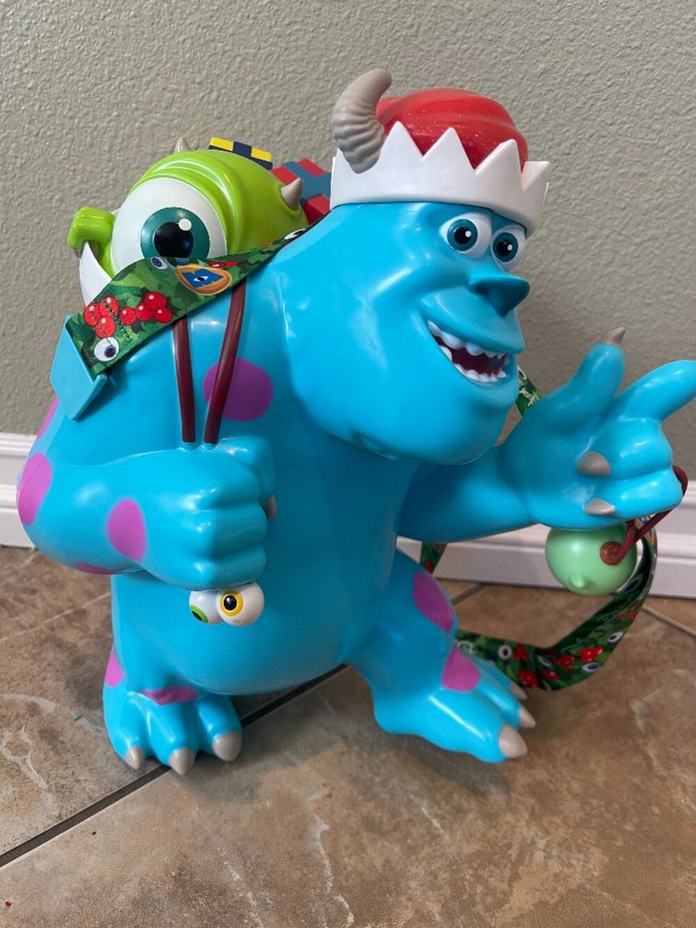 Disney Parks 2025 Monsters Inc Santa Sulley Mike Christmas Popcorn Bucket